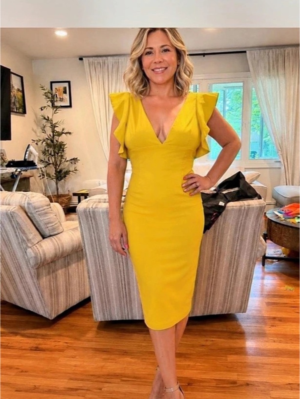 ASOS Yellow Midi Dress Size 8 Like New